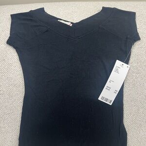 Black V-Neck Women's Top